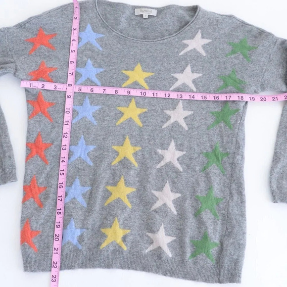 Bartolini Grey with Stars 48% Wool, 7% Cashmere Crewneck Sweater Small - Picture 4 of 13